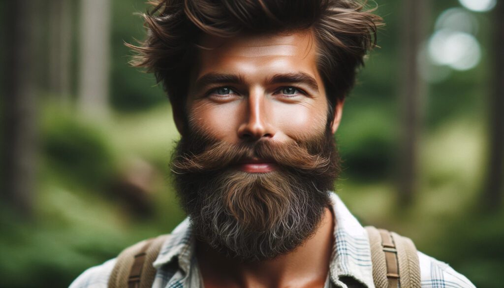 Mężczyzna z surową brodą: naturalny i outdoorowy wygląd